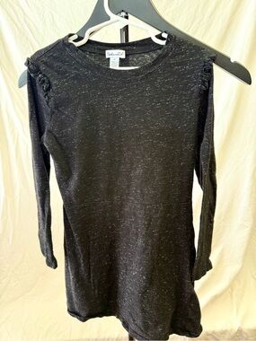 Splendid Black Metallic Speckle Long Sleeve Girls Dress